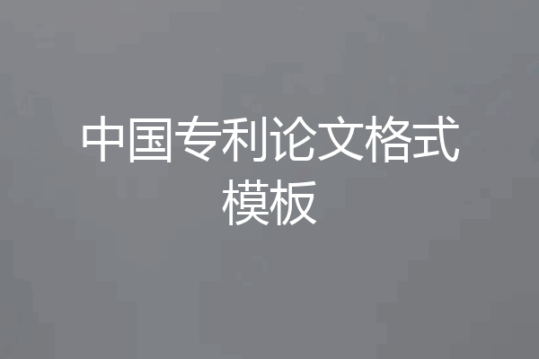 中国专利论文格式模板