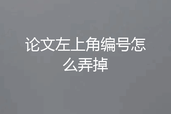 论文左上角编号怎么弄掉