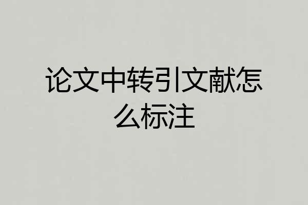 论文中转引文献怎么标注