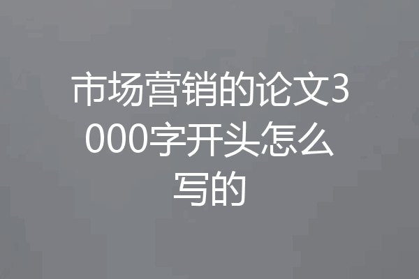 市场营销的论文3000字开头怎么写的
