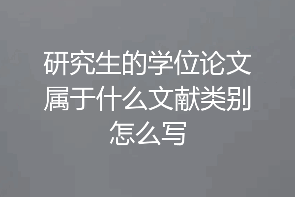 研究生的学位论文属于什么文献类别怎么写