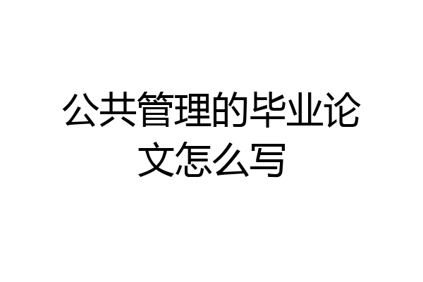 公共管理的毕业论文怎么写