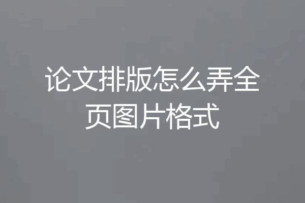 论文排版怎么弄全页图片格式