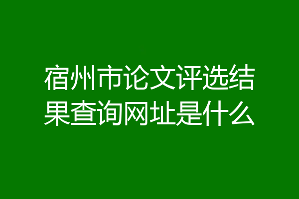 宿州市论文评选结果查询网址是什么