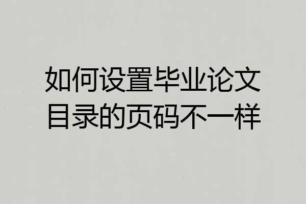 如何设置毕业论文目录的页码不一样
