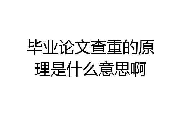 毕业论文查重的原理是什么意思啊