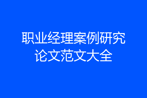 职业经理案例研究论文范文大全