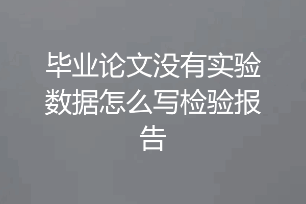 毕业论文没有实验数据怎么写检验报告