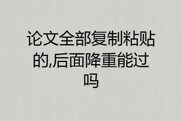 论文全部复制粘贴的,后面降重能过吗