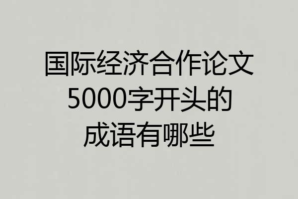 国际经济合作论文5000字开头的成语有哪些
