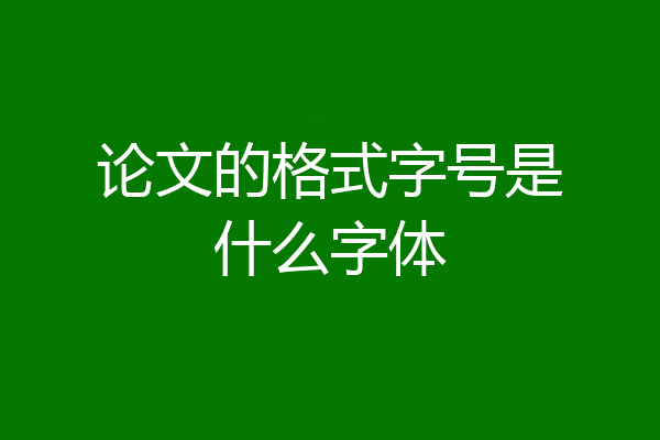 论文的格式字号是什么字体