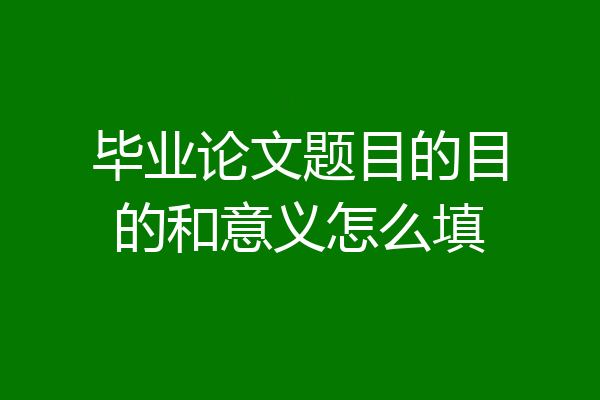 毕业论文题目的目的和意义怎么填
