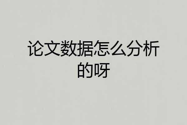 论文数据怎么分析的呀
