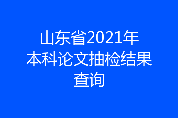 山东省2021年本科论文抽检结果查询