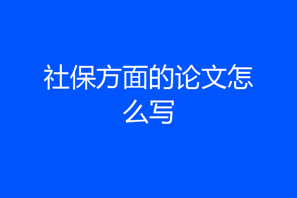 社保方面的论文怎么写