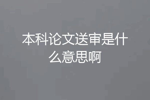 本科论文送审是什么意思啊