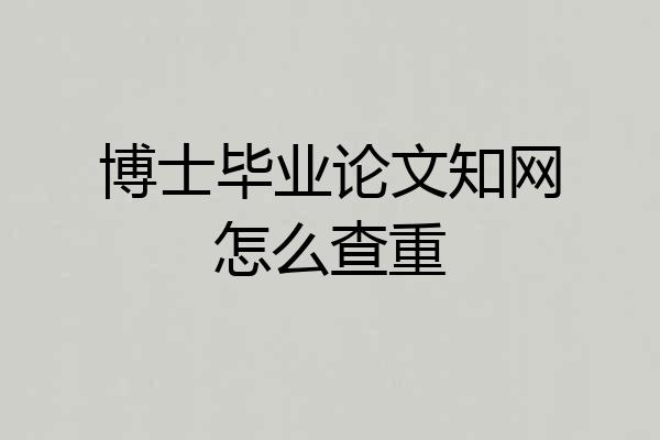 博士毕业论文知网怎么查重