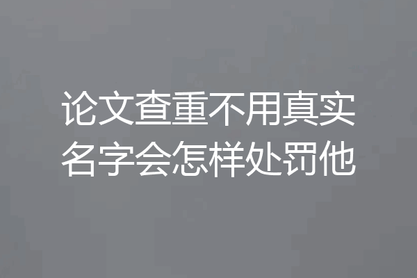 论文查重不用真实名字会怎样处罚他