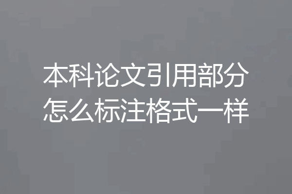 本科论文引用部分怎么标注格式一样