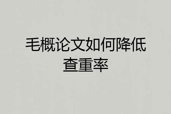毛概论文如何降低查重率