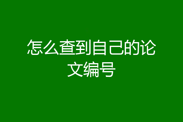 怎么查到自己的论文编号