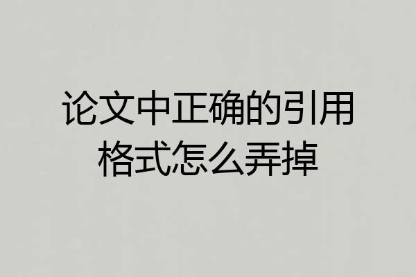 论文中正确的引用格式怎么弄掉