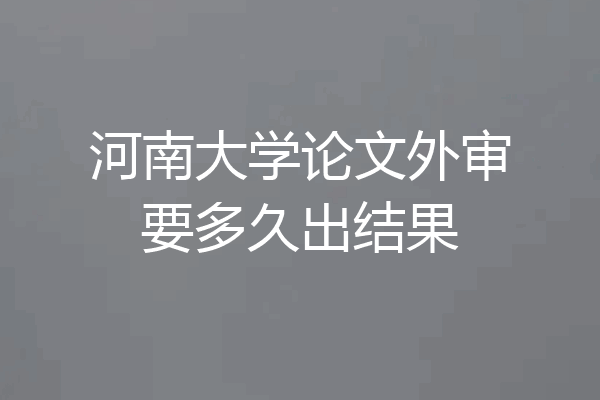 河南大学论文外审要多久出结果