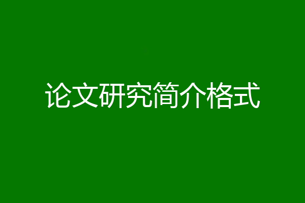 论文研究简介格式