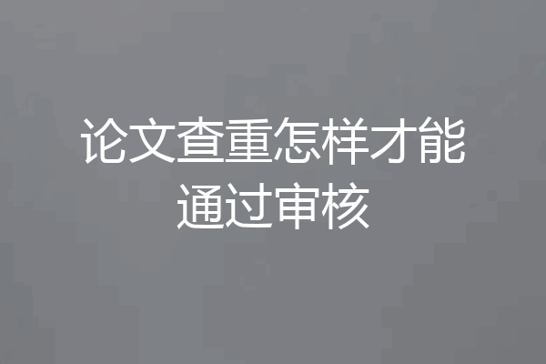 论文查重怎样才能通过审核