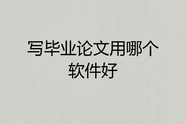写毕业论文用哪个软件好