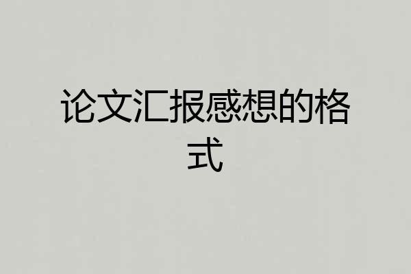 论文汇报感想的格式