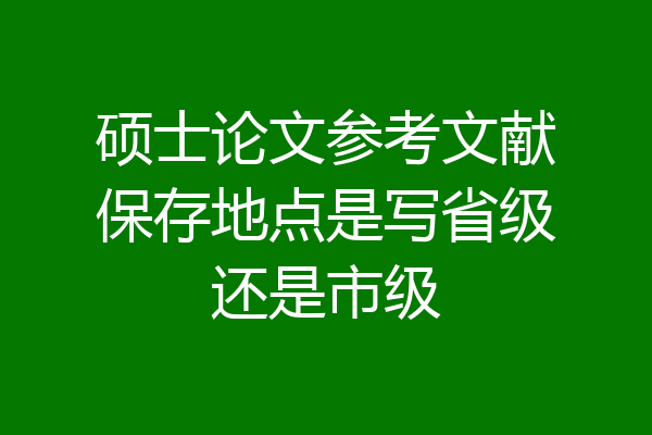 硕士论文参考文献保存地点是写省级还是市级