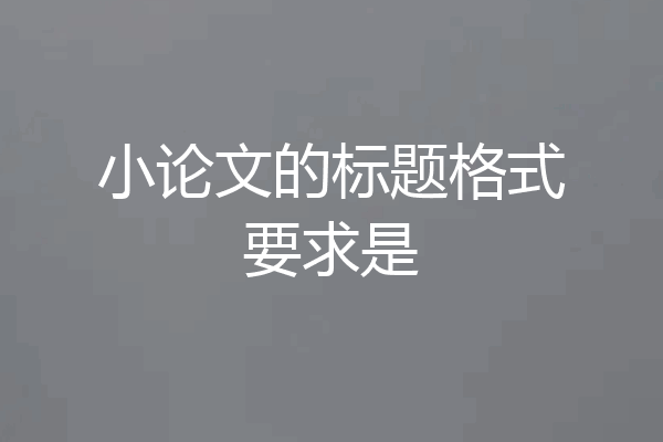 小论文的标题格式要求是