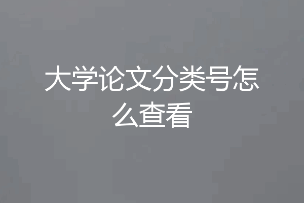 大学论文分类号怎么查看