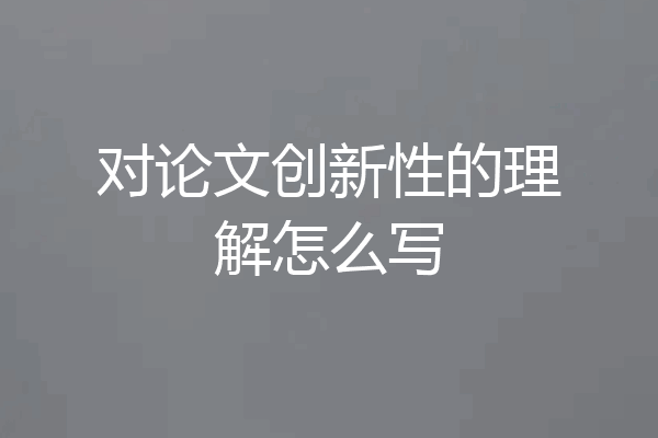对论文创新性的理解怎么写