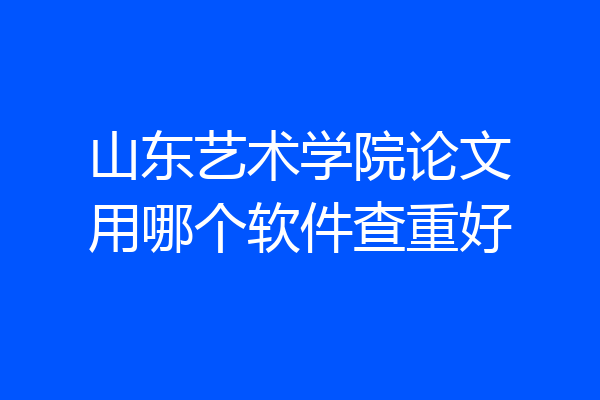 山东艺术学院论文用哪个软件查重好