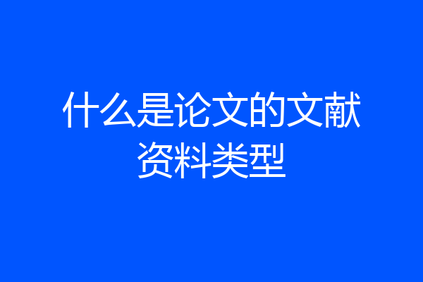 什么是论文的文献资料类型