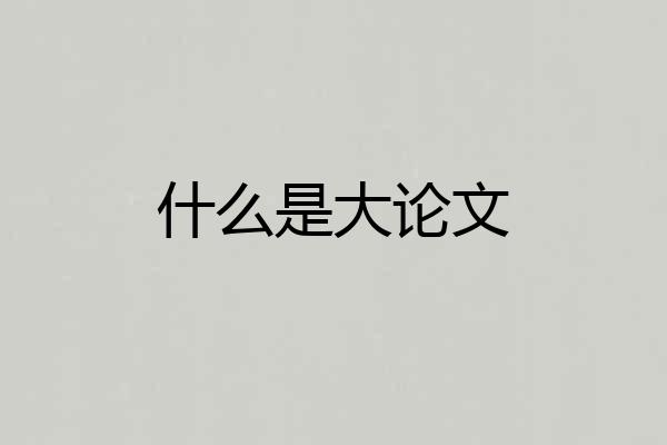 什么是大论文