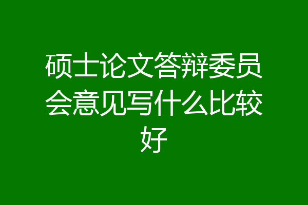 硕士论文答辩委员会意见写什么比较好