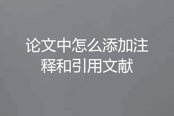 论文中怎么添加注释和引用文献