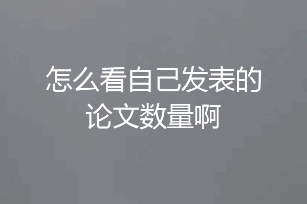 怎么看自己发表的论文数量啊