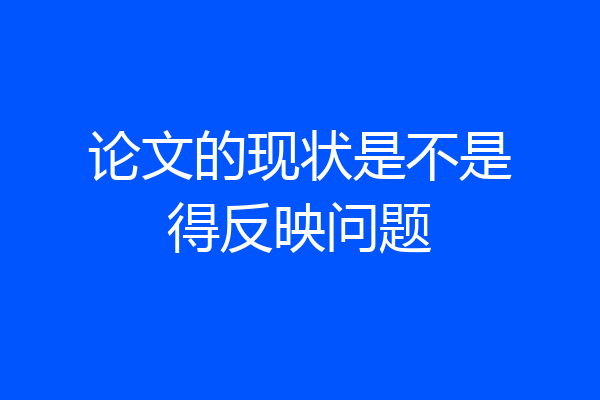 论文的现状是不是得反映问题
