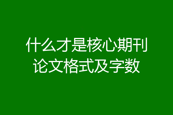 什么才是核心期刊论文格式及字数