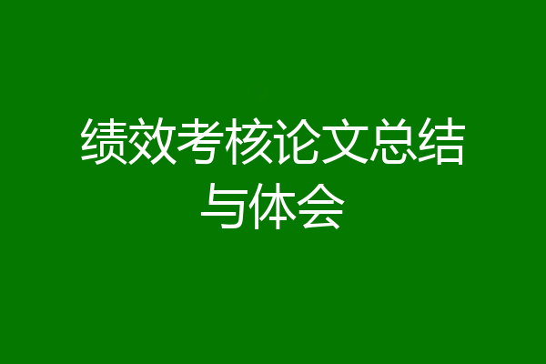 绩效考核论文总结与体会