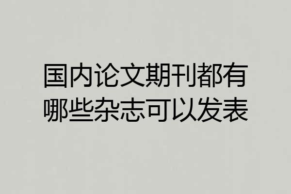 国内论文期刊都有哪些杂志可以发表