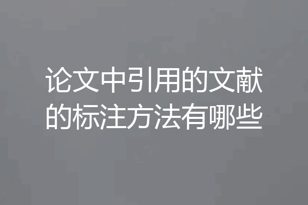 论文中引用的文献的标注方法有哪些