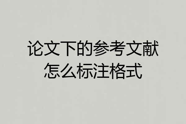 论文下的参考文献怎么标注格式