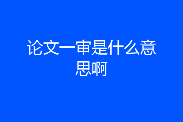 论文一审是什么意思啊