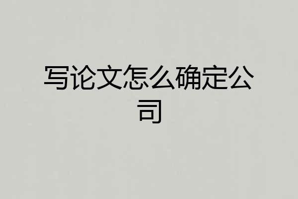 写论文怎么确定公司