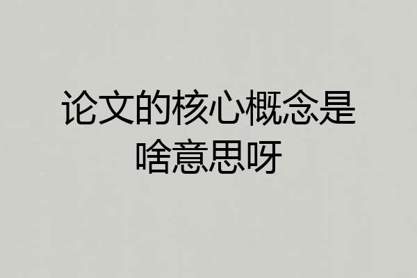 论文的核心概念是啥意思呀
